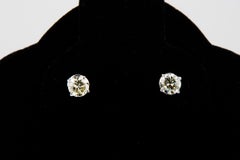 White Gold 2.03 Carat "Champagne" Diamond Stud Screwback Earrings