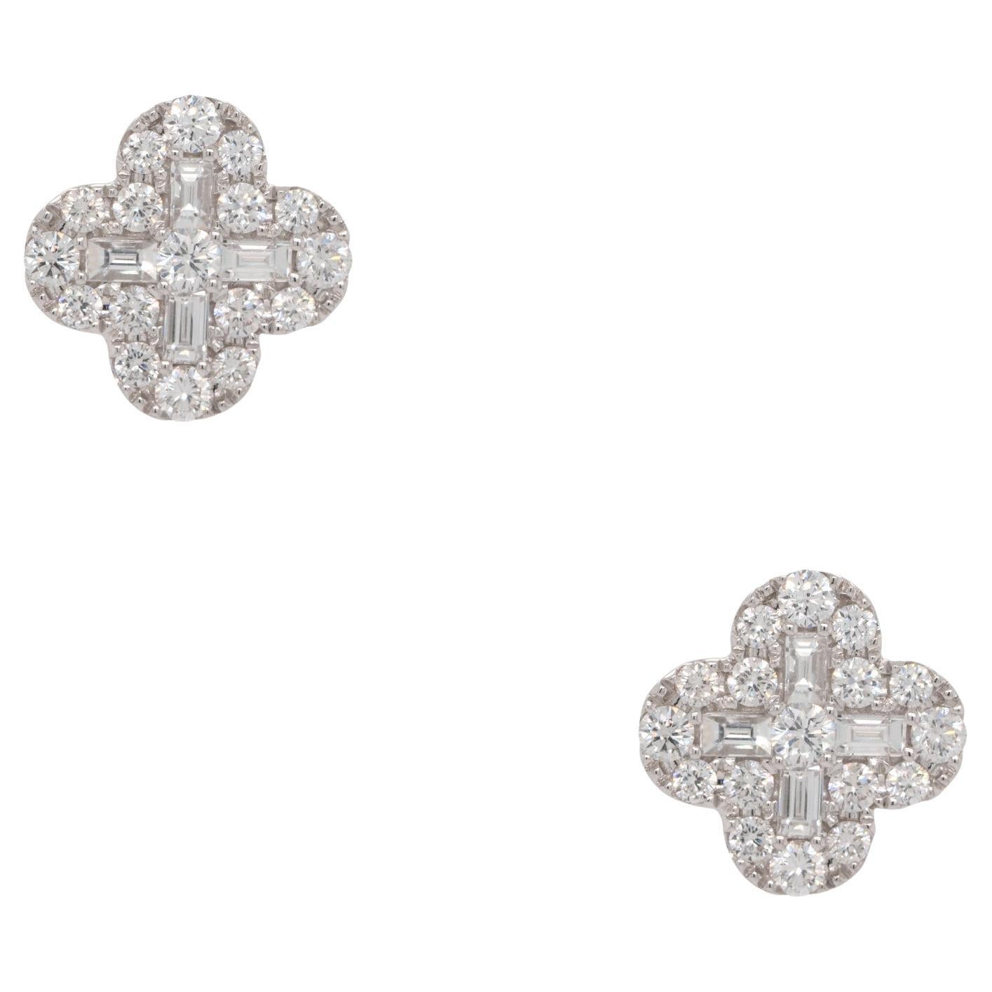 2.05 Carat Diamond Clover Earrings 18 Karat in Stock
