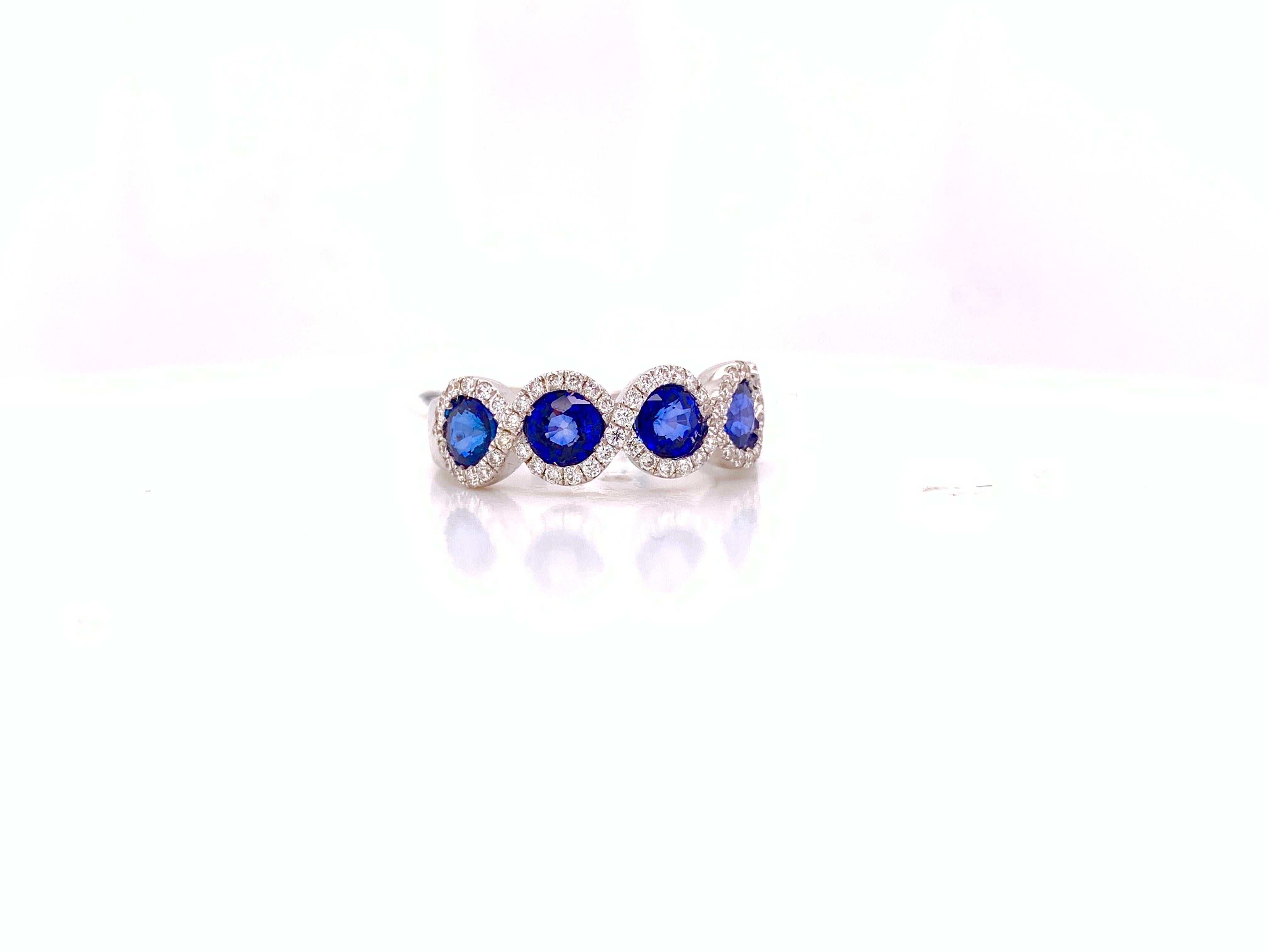 White Gold 2.35 Carat Sapphire Diamond Band For Sale 2