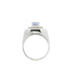 White Gold 2.3ct Tanzanite w/ Dual Diamond Halo Ballerina Style Substantial Ring