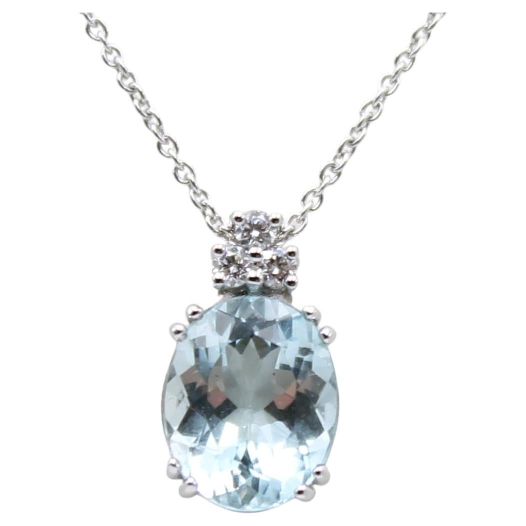 Libra Blue Aquamarine And Diamond Necklace
