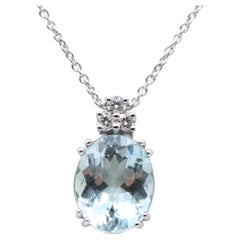 White Gold 2.5 Ct Aquamarine Diamond Necklace