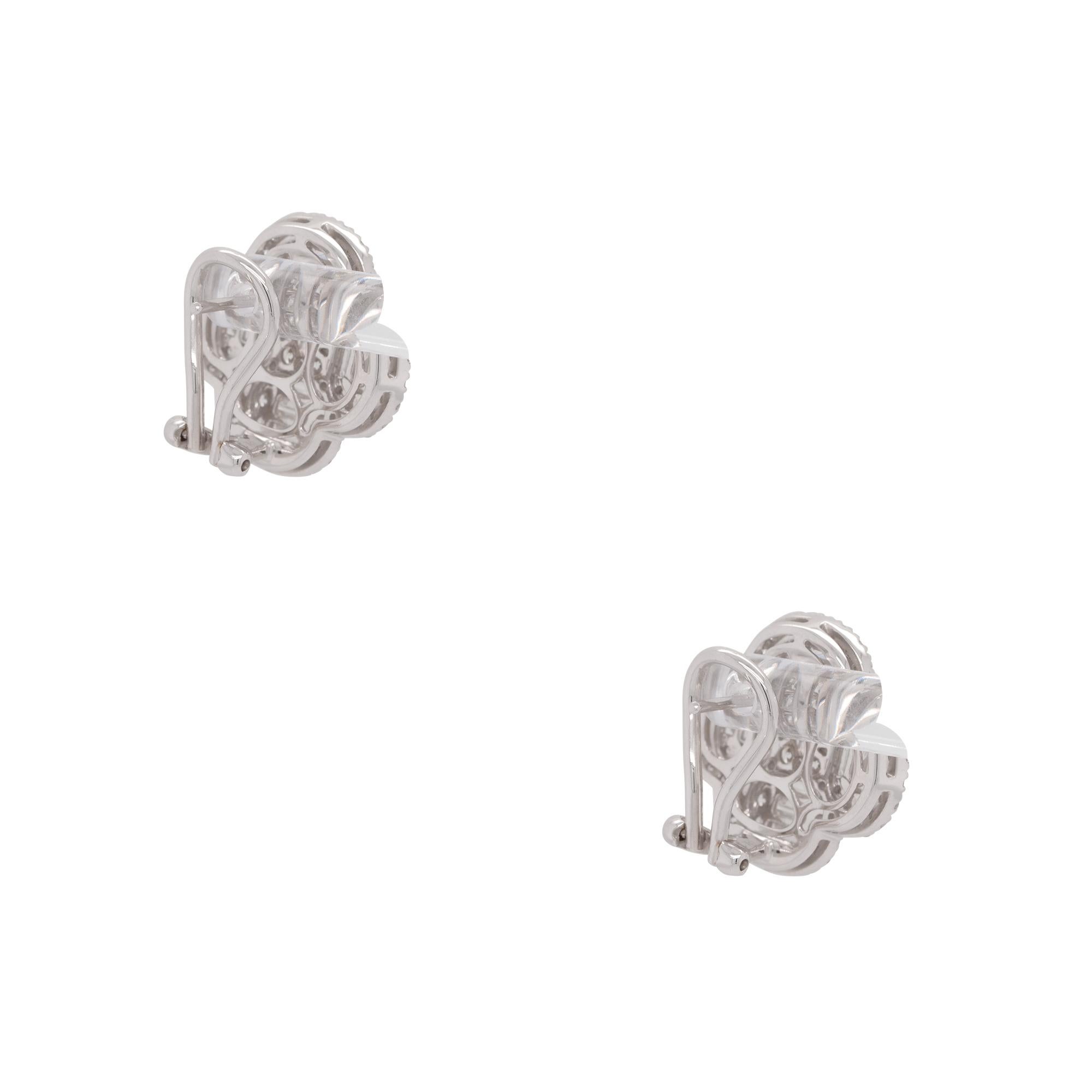 Women's 2.53 Carat Diamond Clover Earrings 18 Karat in Stock For Sale