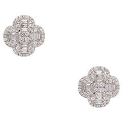 2.53 Carat Diamond Clover Earrings 18 Karat in Stock