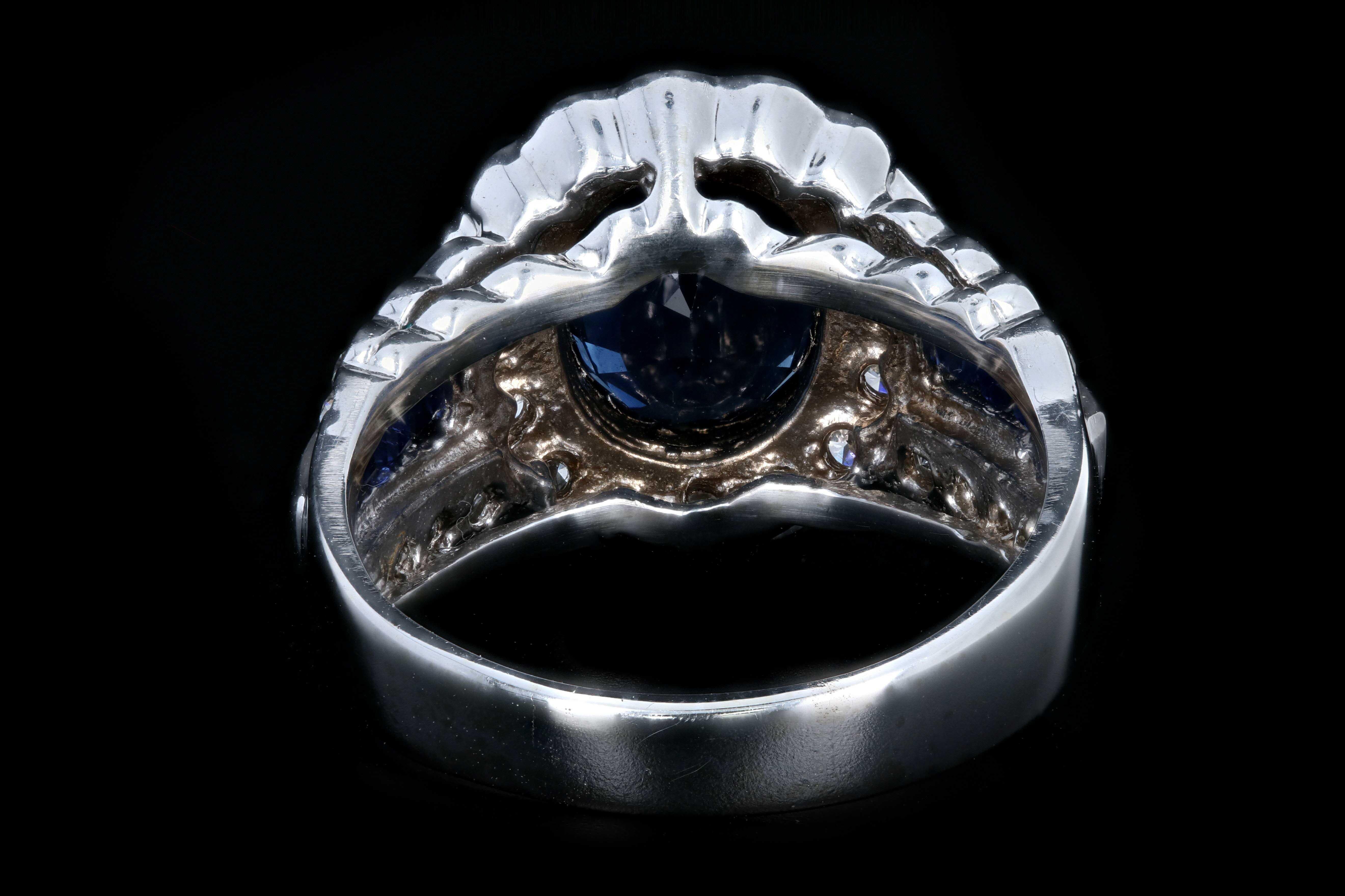 White Gold 2.5 Carat Sapphire and Diamond Ring 1