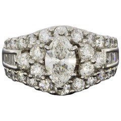 White Gold 2.88 Carat Marquise Diamond Engagement Ring