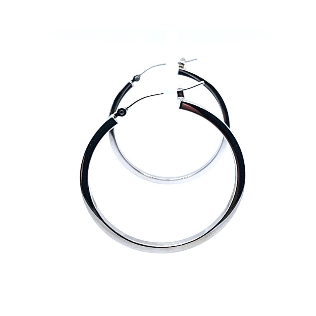 White Gold 2mm Wide Hoop Earrings For Sale 1