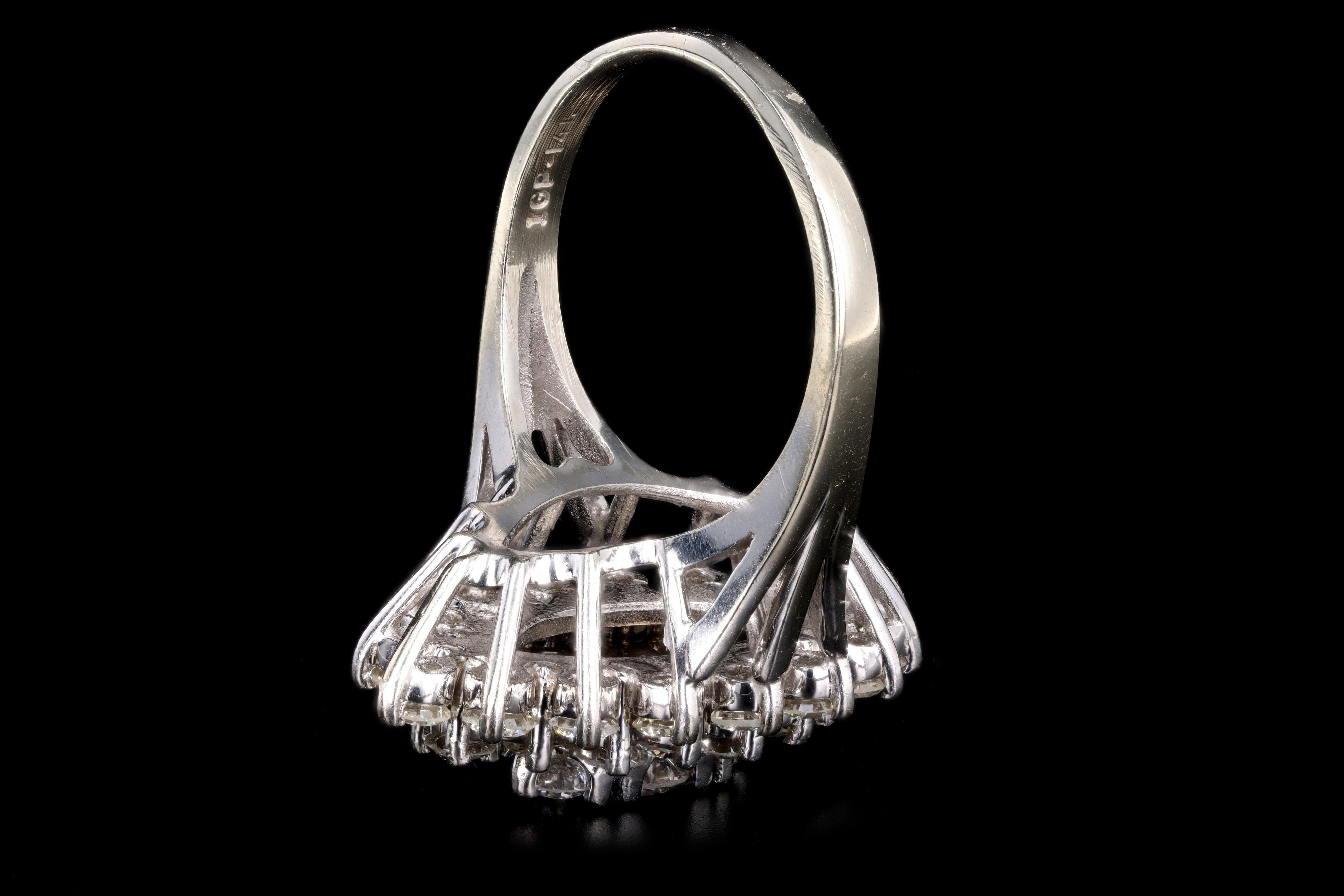 Women's White Gold 3 Carat Round Brilliant Cut Diamond Cluster Ring