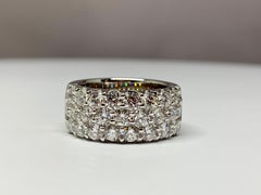 White Gold 3 Carat Round Diamond Triple Row Ring