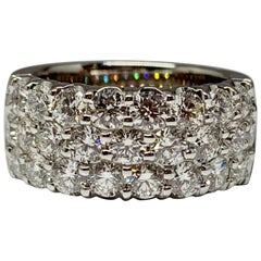 White Gold 3 Carat Round Diamond Triple Row Ring