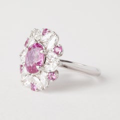 White Gold 3.68ct Oval Cut Sapphire Unique Ring