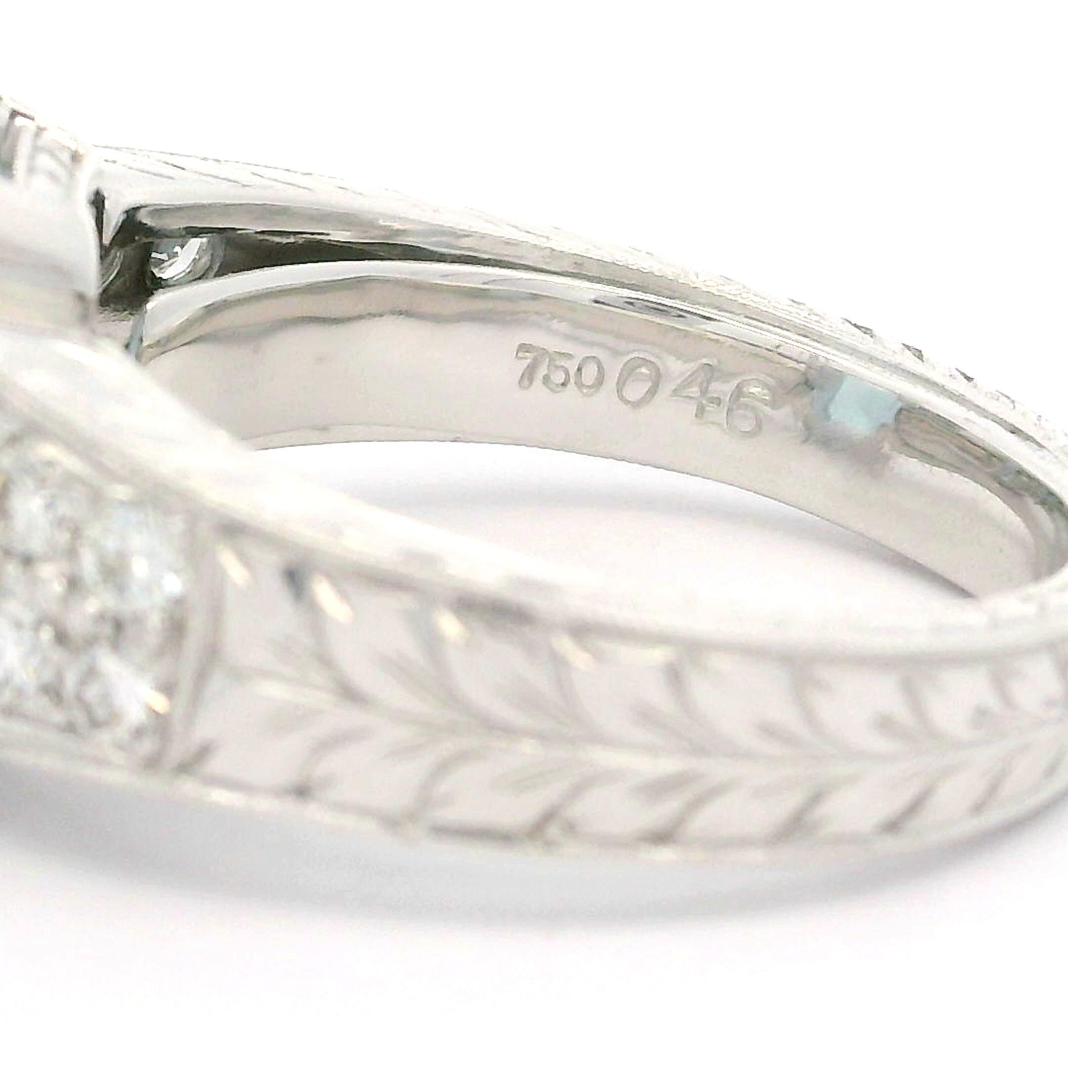 Weißgold 3,99 Karat Aquamarin & Diamant Weizen gravierter Milgrain Work Ring im Angebot 3
