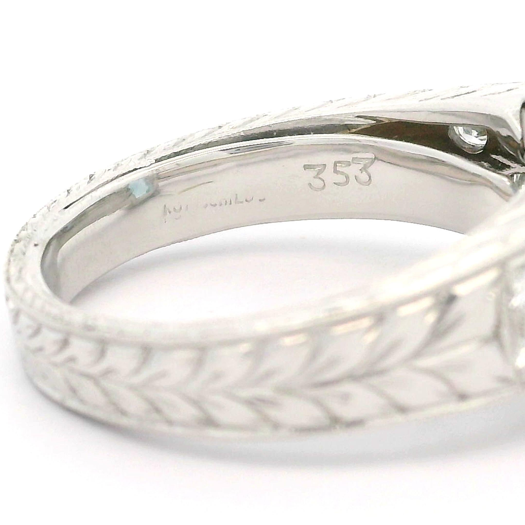 Weißgold 3,99 Karat Aquamarin & Diamant Weizen gravierter Milgrain Work Ring im Angebot 4