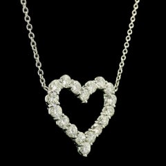 White Gold 3ctw Large Fiery Round Diamond Heart Pendant 18" Chain Necklace
