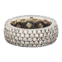 White Gold 4.00 Carat Round Diamond Band Ladies Fashion Ring