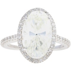 White Gold 4.01 Carat Oval Cut Diamond Halo Engagement Ring