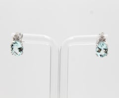 Weißgold 4,02 Aquamarin-Diamant-Ohrringe