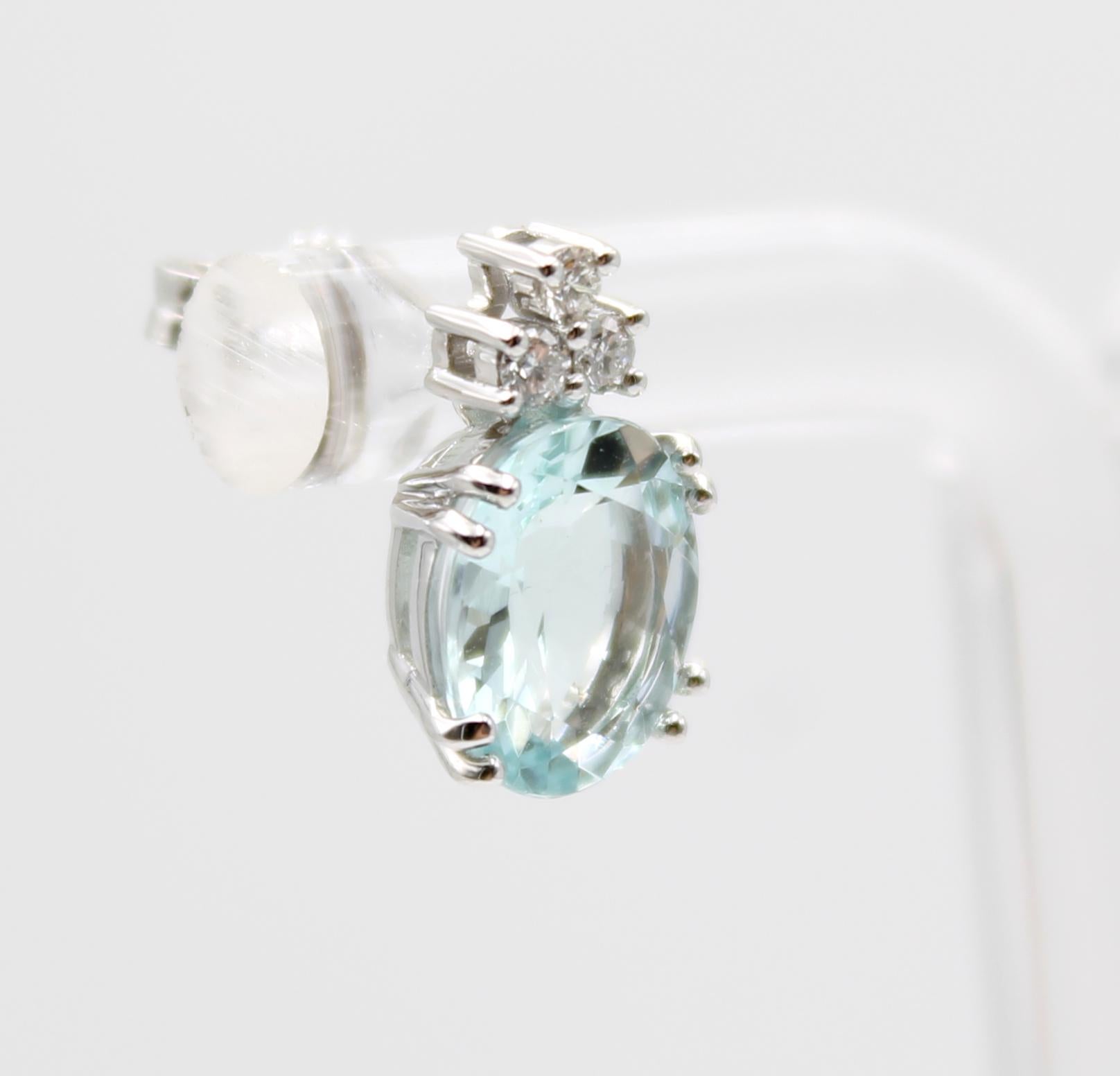 White Gold 4.02 Aquamarine Diamond Earrings In New Condition For Sale In Roma, RM