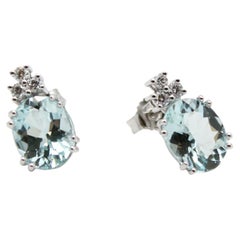 White Gold 4.02 Aquamarine Diamond Earrings