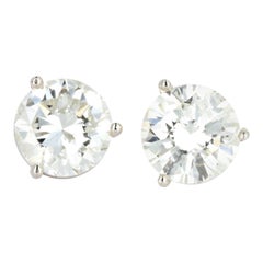 White Gold 4.03 Carat Round Brilliant Cut Diamond Martini Stud Earrings