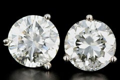 White Gold 4.03 Carat Round Brilliant Cut Diamond Martini Stud Earrings