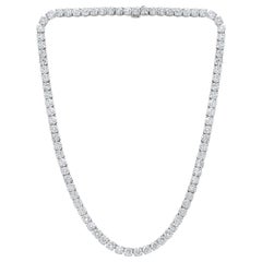White Gold 40.80 Carat Straight Line Tennis Necklace