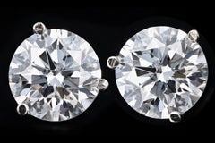 White Gold 4.09 Carat Round Brilliant Diamond Martini Stud Earrings