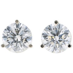White Gold 4.09 Carat Round Brilliant Diamond Martini Stud Earrings