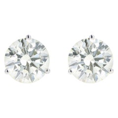 White Gold 4.16 Carat Round Brilliant Diamond Martini Stud Earrings