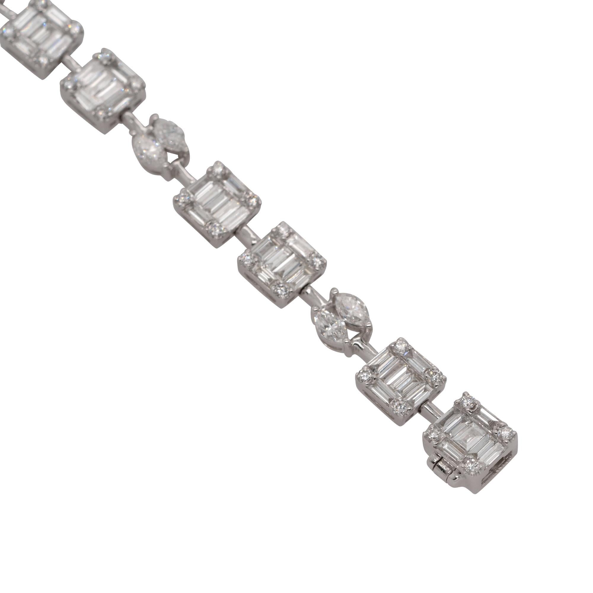 4.2 Carat Round & Baguette Diamond Cluster Link Bracelet 18 Karat In Stock In New Condition For Sale In Boca Raton, FL