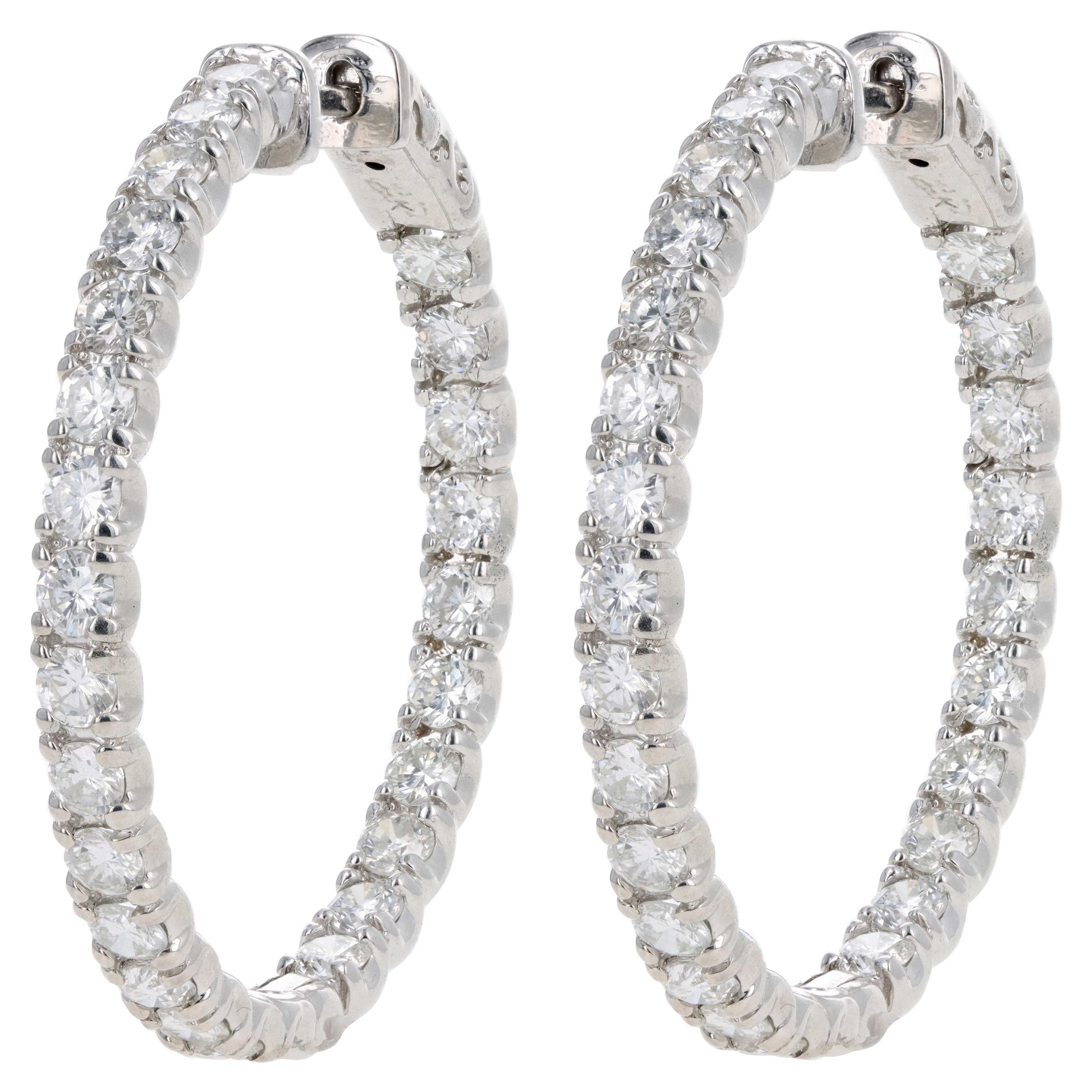 White Gold 4.37 Carat Total Weight Diamond Inside-Out Hoop Earrings