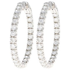 White Gold 5 Carat Total Weight Diamond Inside-Out Hoop Earrings