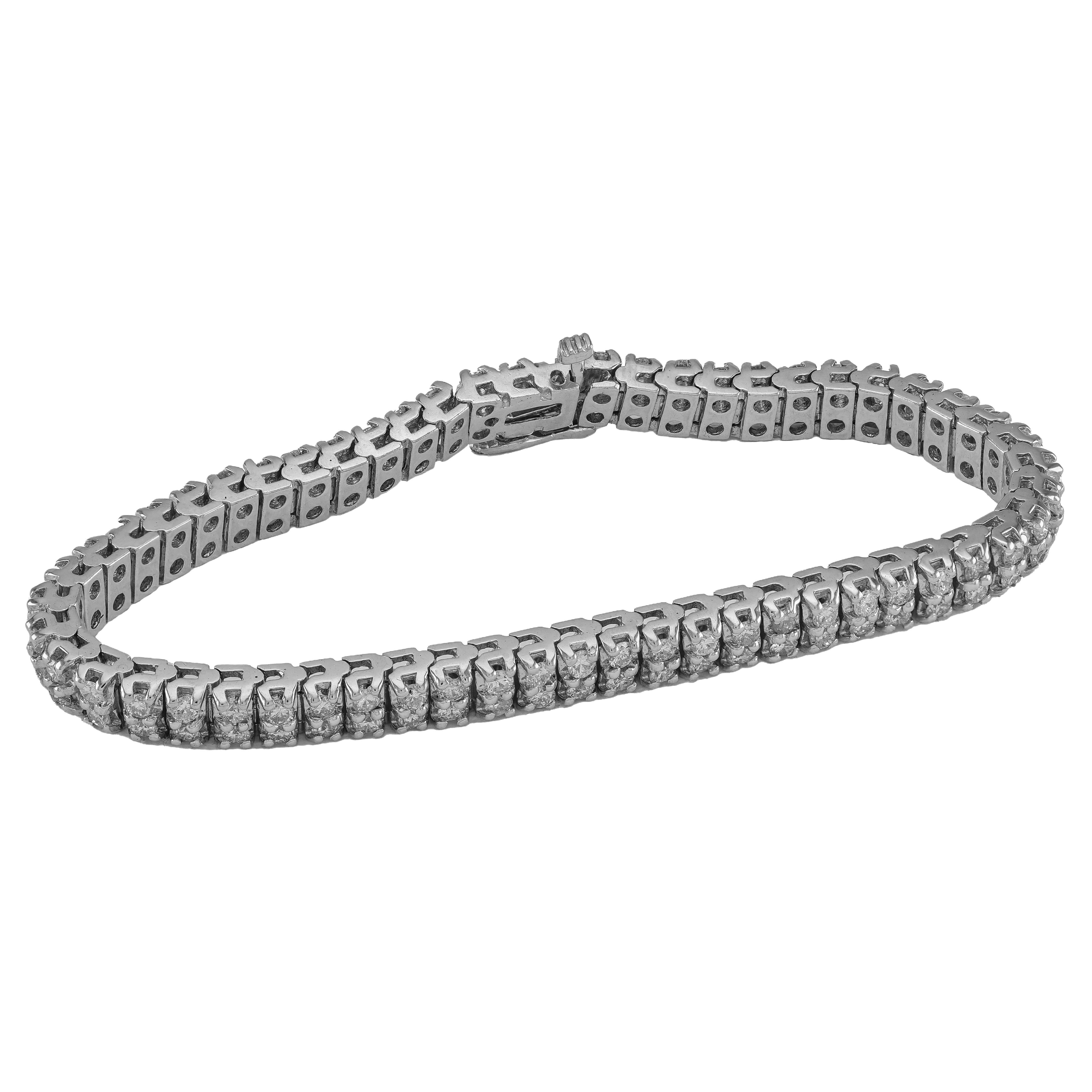 Bracciale Tennis a due file di diamanti in oro bianco da 5,0 carati In condizioni Nuovo in vendita a Great Neck, NY