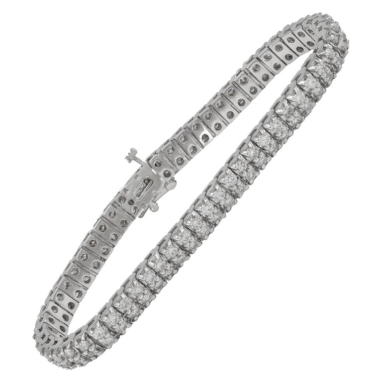 Bracelet Tennis 2 Rangs En Laiton Avec 0,25 Ct De Diamants Naturels - Silverspeck