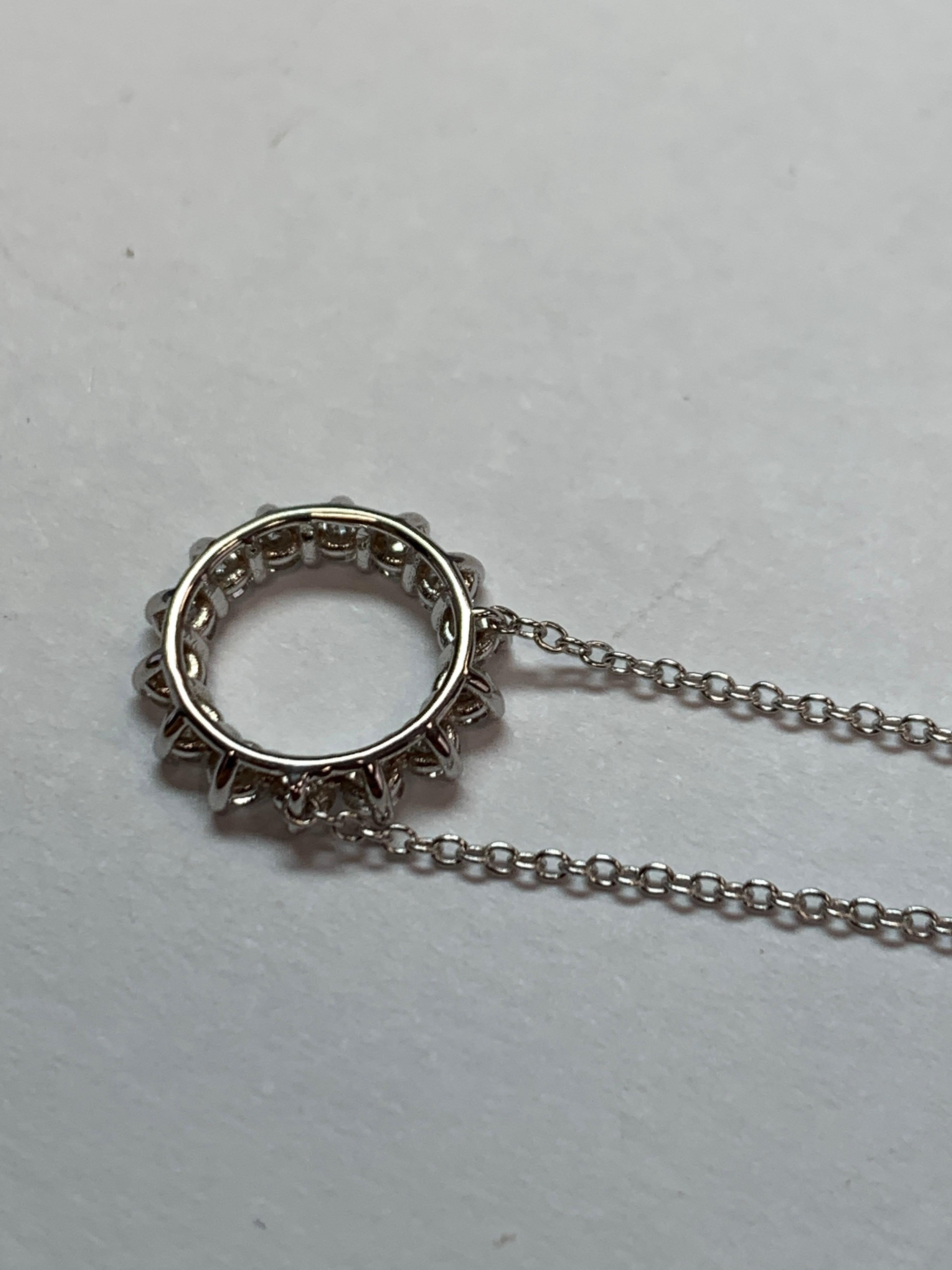 Weißgold 0,41 Karat natürlicher farbloser VS runder Brillant Diamant Moderner Anhänger aus Weißgold im Angebot 3