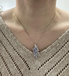 White Gold 5.31ctw Moonstone Light Blue Sapphire Pendant Adjustable Necklace
