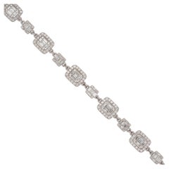 5.38 Carat Round & Baguette Pave Link Bracelet 18 Karat En stock