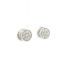 White Gold .55ctw Diamond Round Disk Cluster Stud Studs Earrings