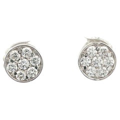 White Gold .55ctw Diamond Round Disk Cluster Stud Studs Earrings