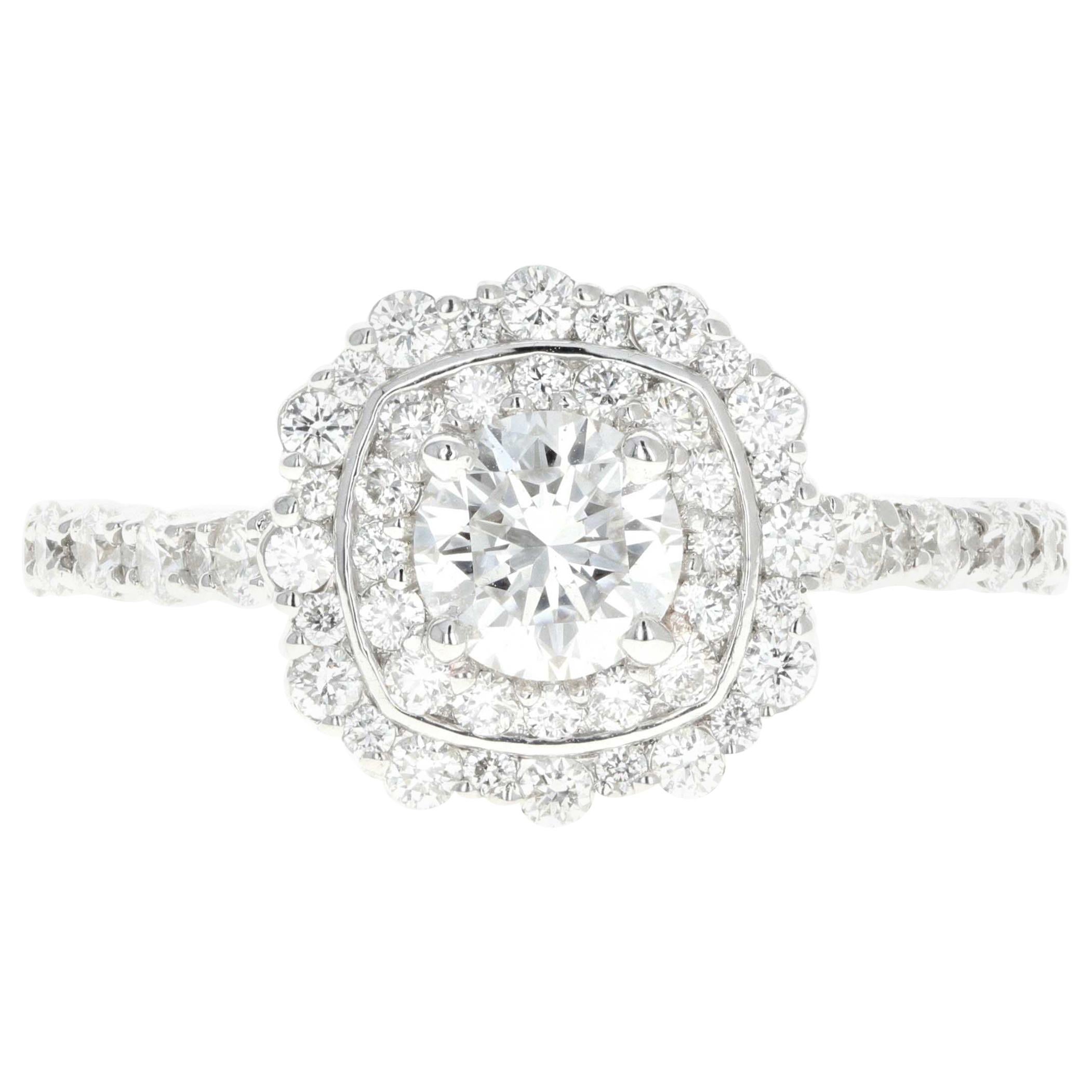 White Gold .59 Carat Round Brilliant Cut Diamond Engagement Ring
