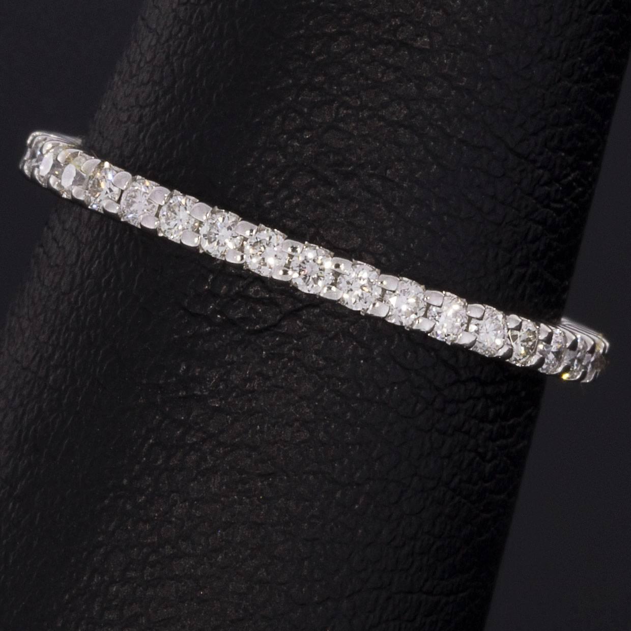 Round Cut White Gold .65 Carat Diamond Shared Prong Eternity Wedding Band Stack Ring