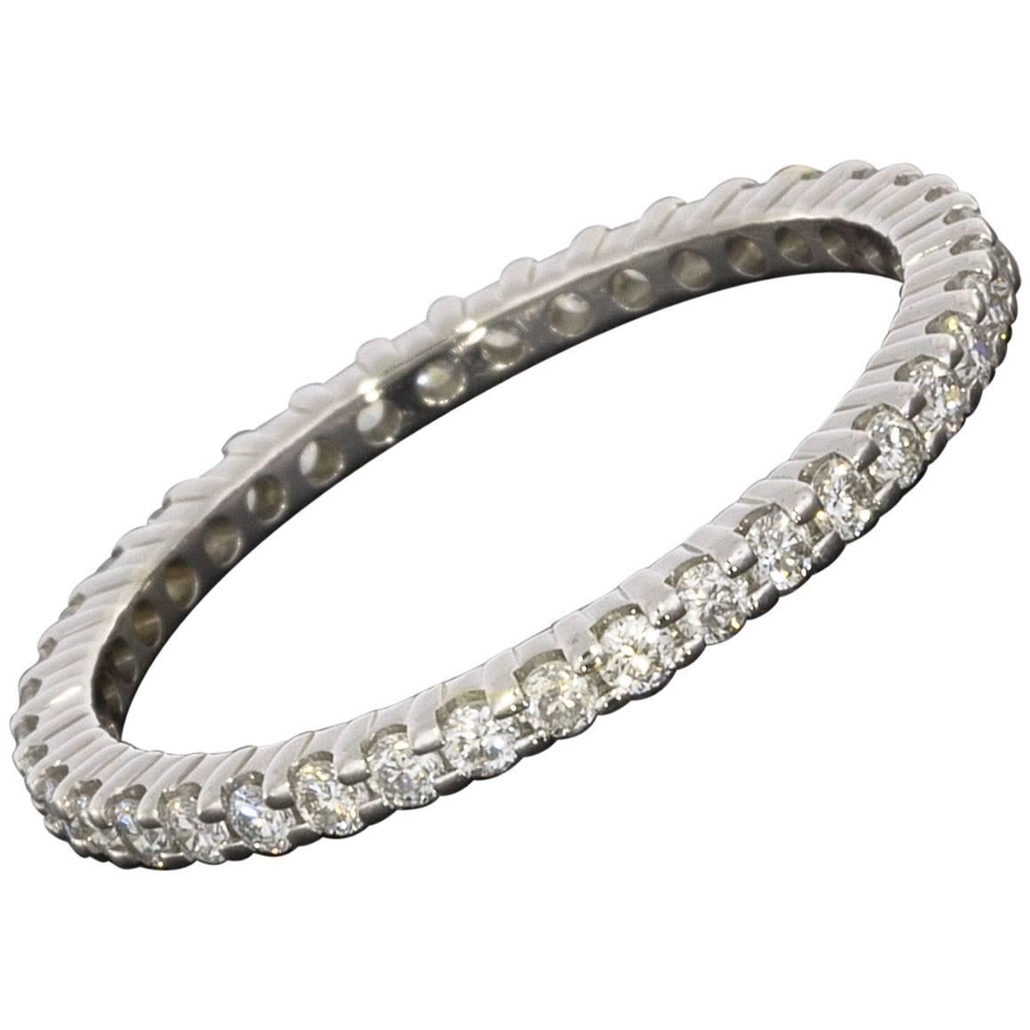 White Gold .65 Carat Diamond Shared Prong Eternity Wedding Band Stack Ring