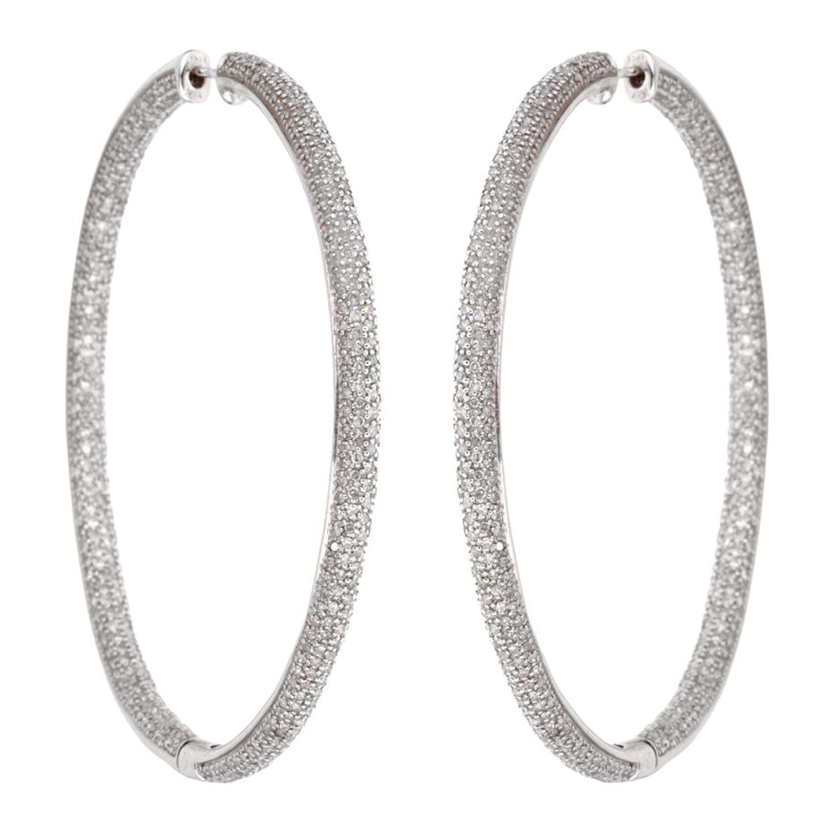 Bulgari Bzero1 Pave Diamond White Gold Earrings at 1stDibs