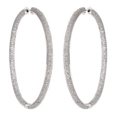 Boucles d'oreilles en or blanc avec pavé de diamants de 7 carats