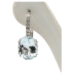 White Gold 7.16 ct Aquamarine Diamond Earrings