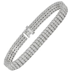 White Gold 7.50 Carat Diamond Three-Row Tennis Bracelet