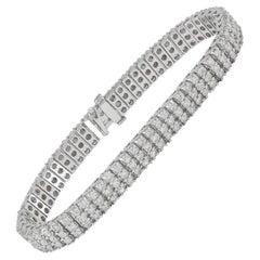Pulsera de tenis de tres filas de diamantes de alta calidad en oro blanco de 7,50 ct, peso pesado