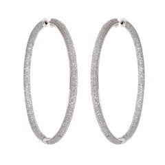 White Gold 7 Carat Diamond Pave Earrings