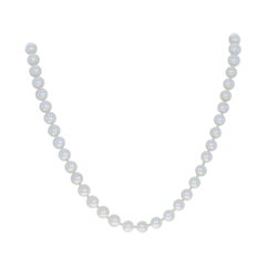 White Gold Akoya Pearl Knotted Strand Necklace, 14k