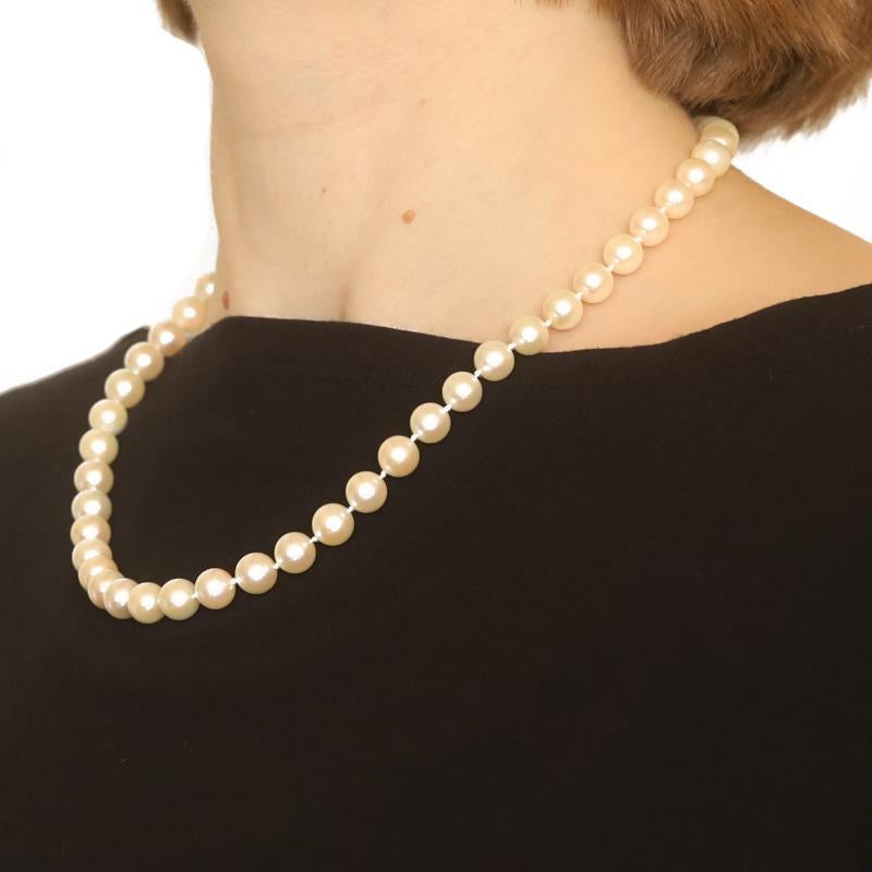 Women's White Gold Akoya Pearl Knotted Strand Necklace 18 1/2